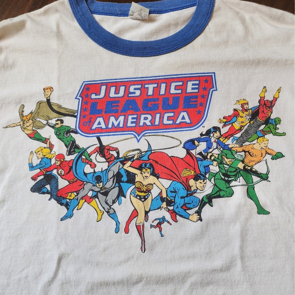 Vtg 09 DC Comics Originals Justice League America Ringer Tee XL Streetwear Y2K